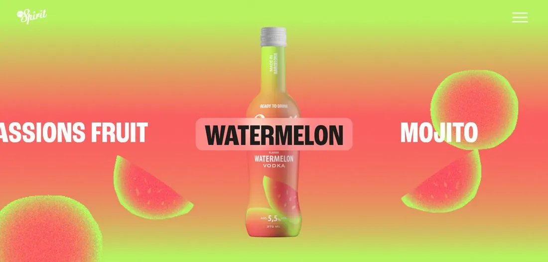 Propuesta 02: hero con Watermelon destacado en un carrusel de sabores sobre degradado coral.