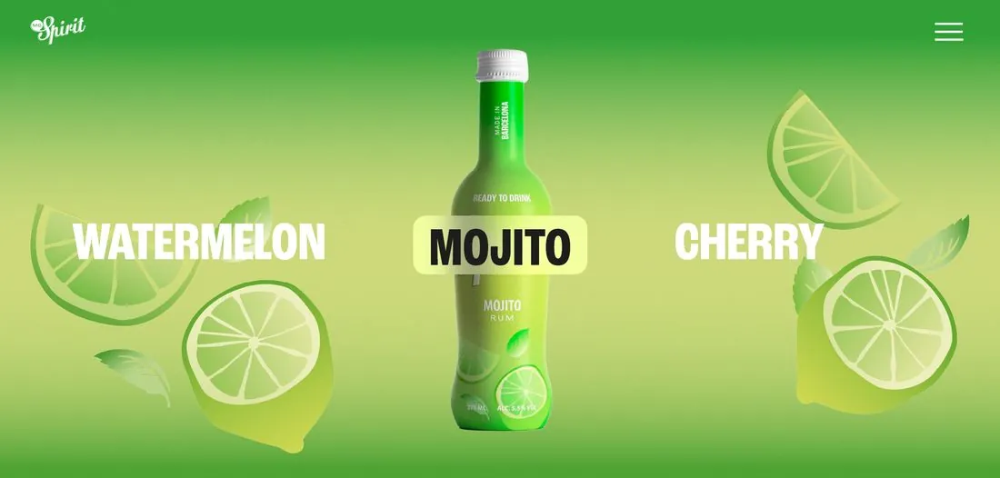 Propuesta 02: el mismo hero con Mojito destacado sobre degradado verde.